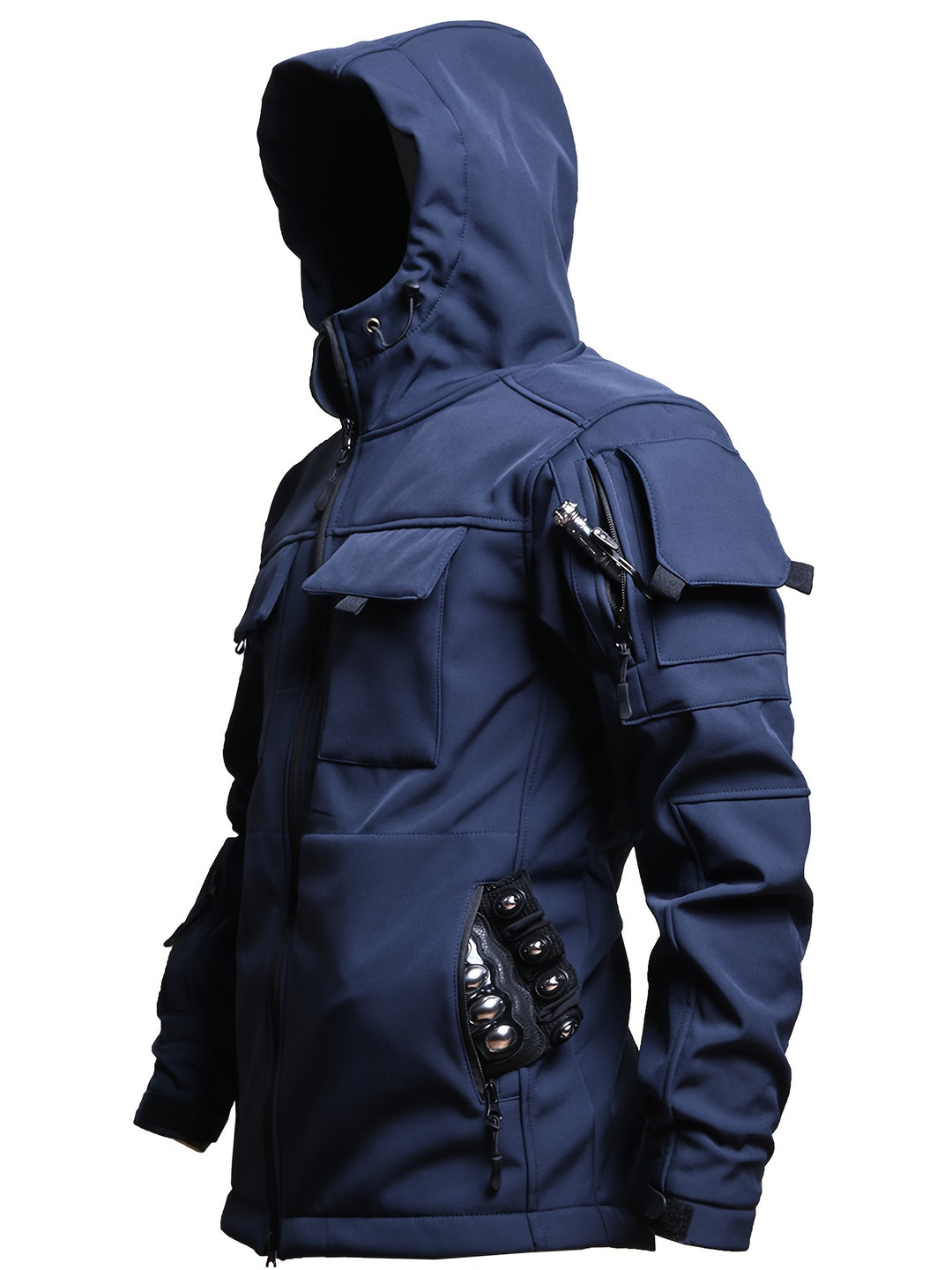Men's Fleece Lined Hooded Softshell Multi Pocket Jacket 2