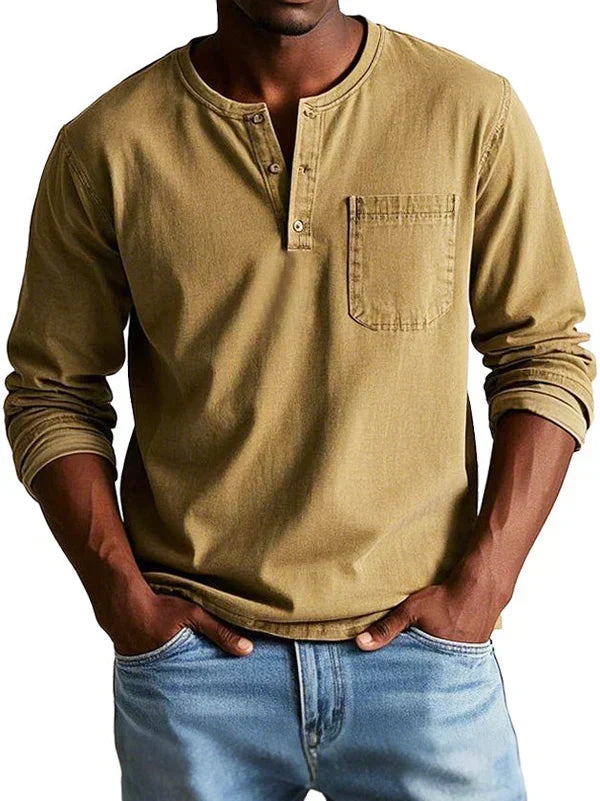 Áedán | Long-Sleeve Henley Shirt with Chest Pocket