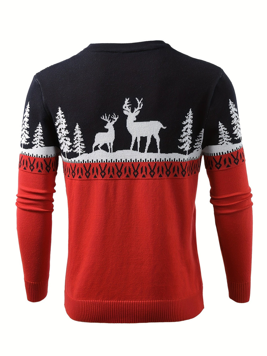 Men's Reindeer Crew Neck Christmas Jumper - Red