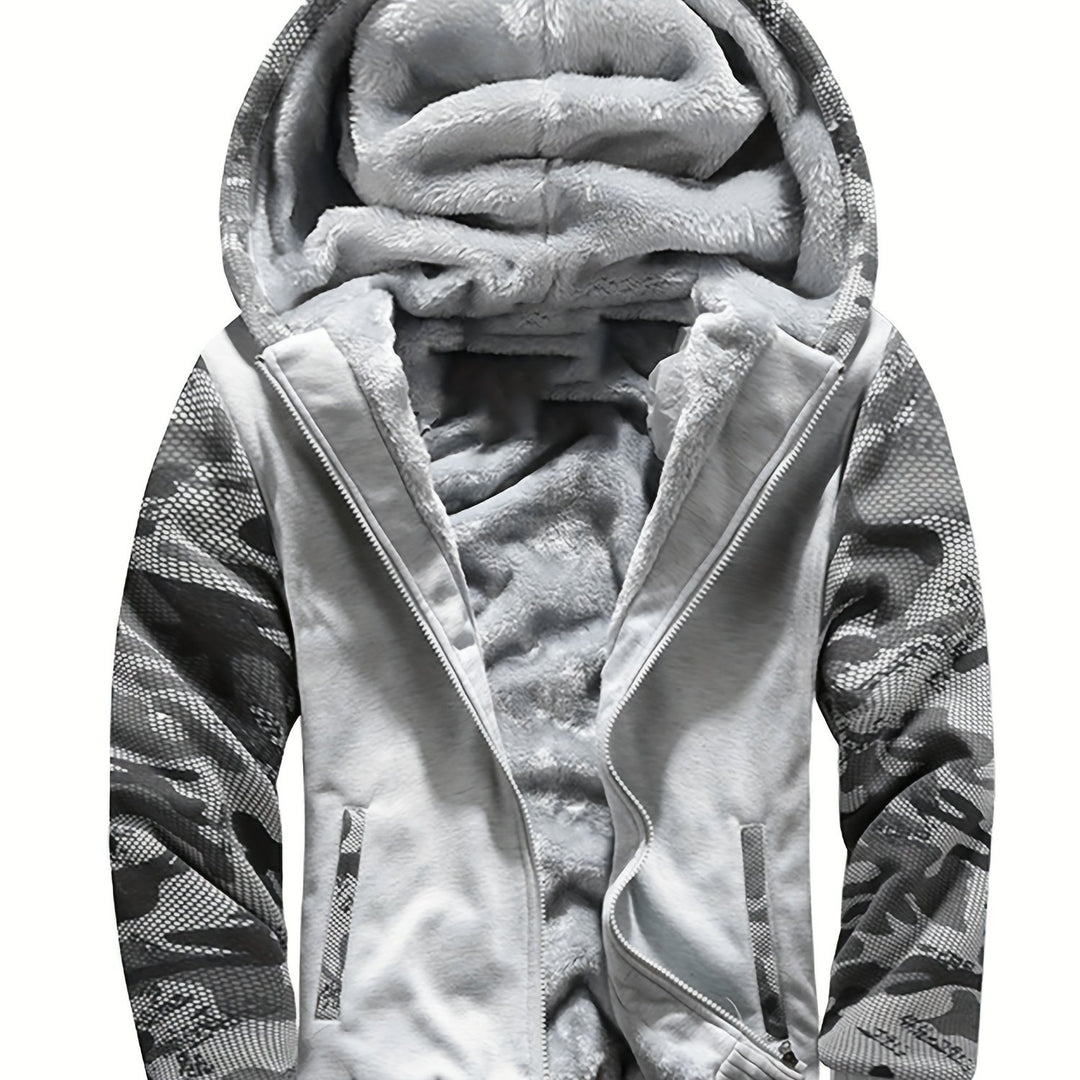 Men's Sherpa Lined Colour Block Zip Up Hoodie Jacket 16