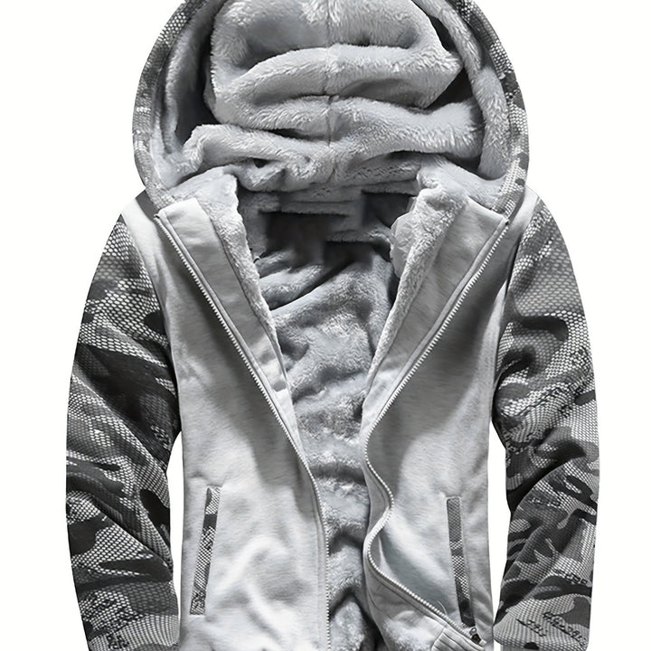 Men's Sherpa Lined Colour Block Zip Up Hoodie Jacket 16
