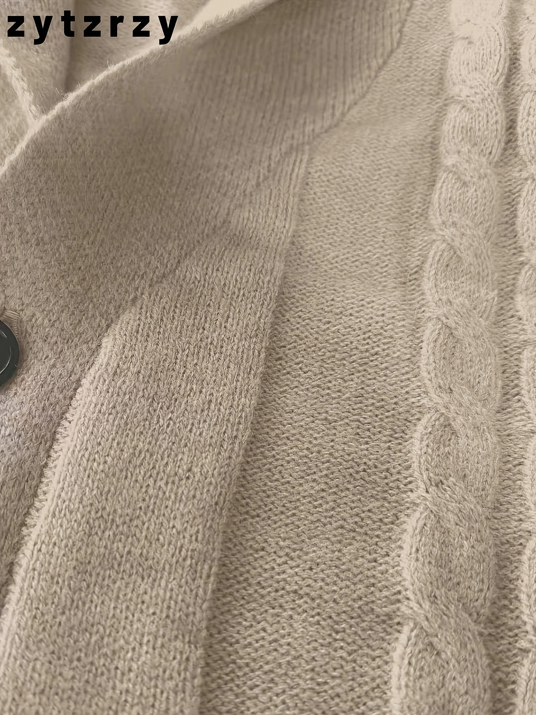 Men's Shawl Collar Button Up Cable Aran Cardigan 10