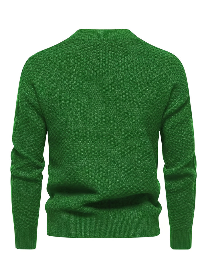 Men's Crew Neck Diamond Cable Knit Aran Jumper 7