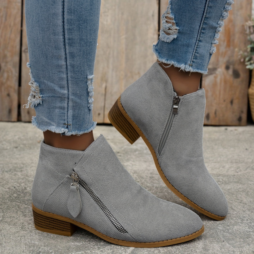 Aoibheann | Orthopedic Block Heel Ankle Boots with Side Zips
