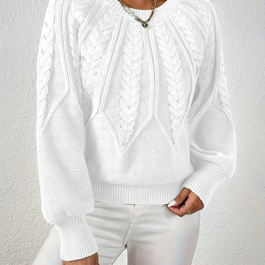 Women's Balloon Sleeve Cable Knit Aran Jumper 16