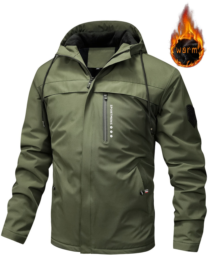 Men's Fleece Lined Hooded Windproof Jacket 6