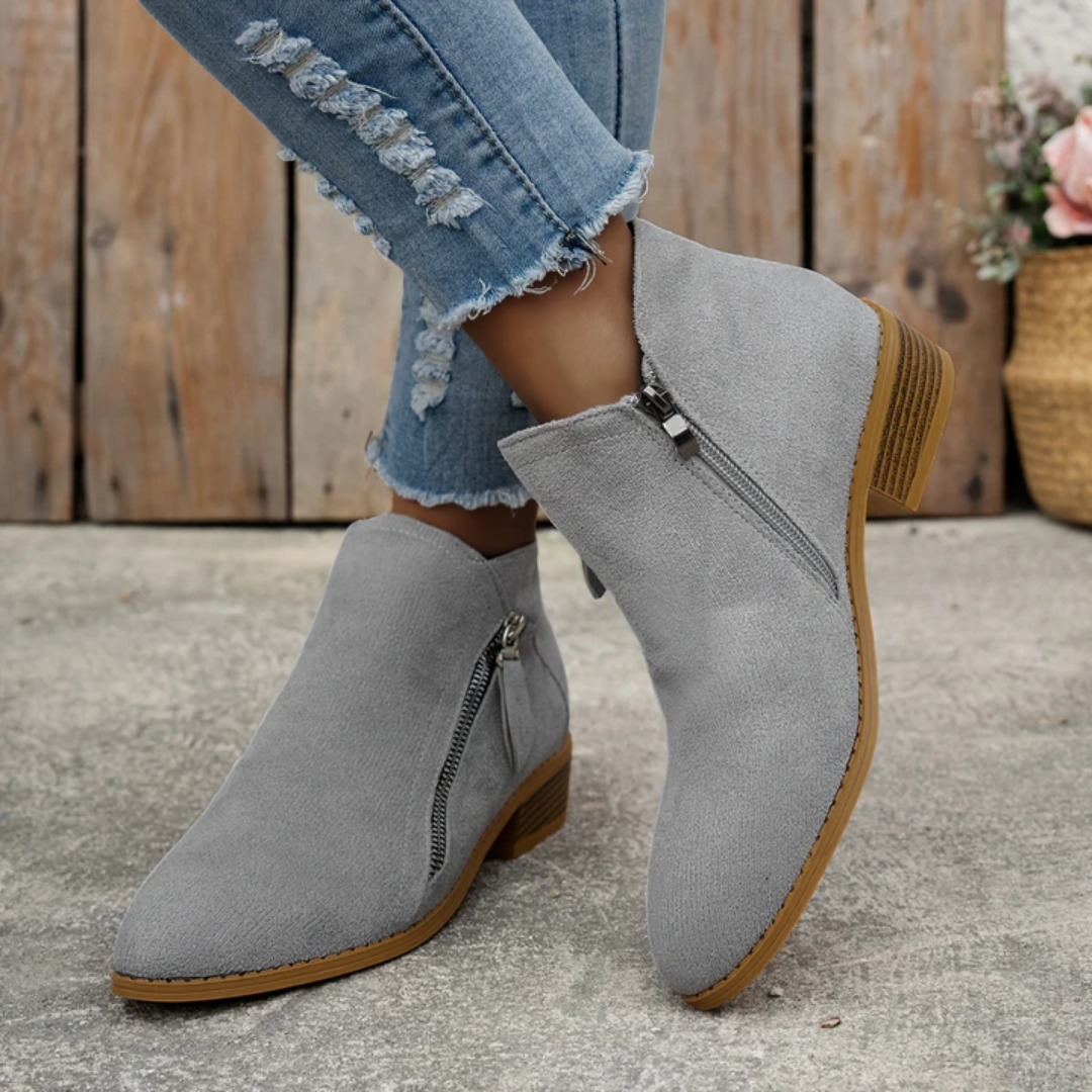 Aoibheann | Orthopedic Block Heel Ankle Boots with Side Zips