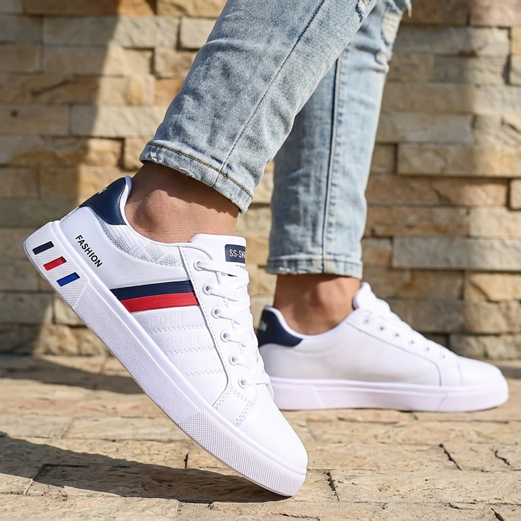 Men's Striped Lace Up Casual Trainers 10