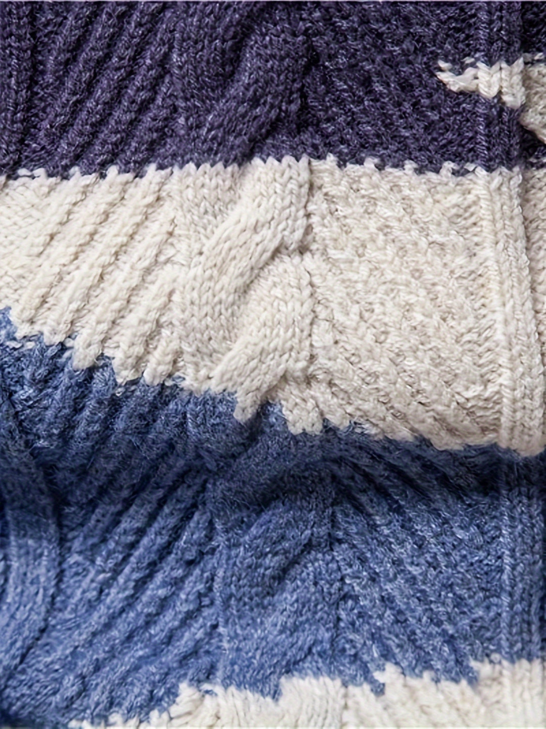 Men's Abstract Colour Block Cable Knit Aran Jumper 10