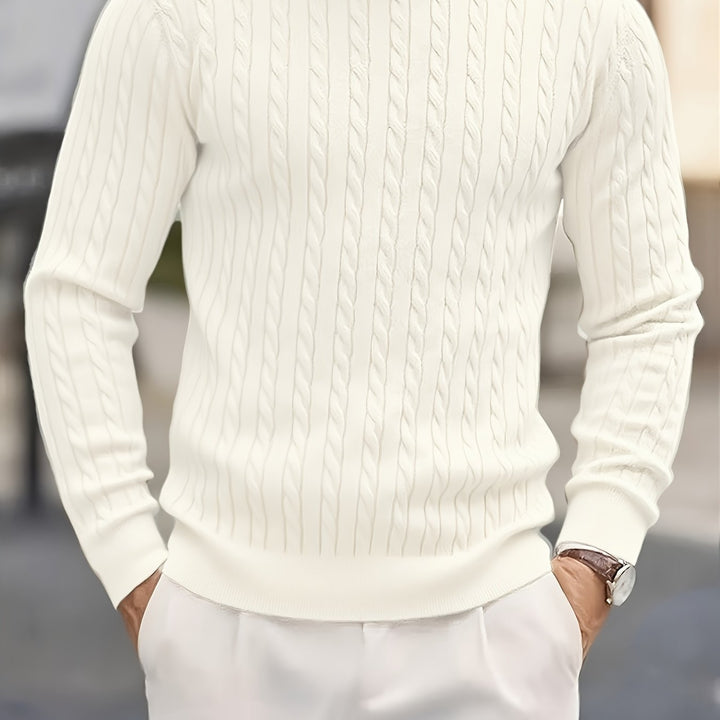 Men's Crew Neck Cable Knit Aran Jumper 14