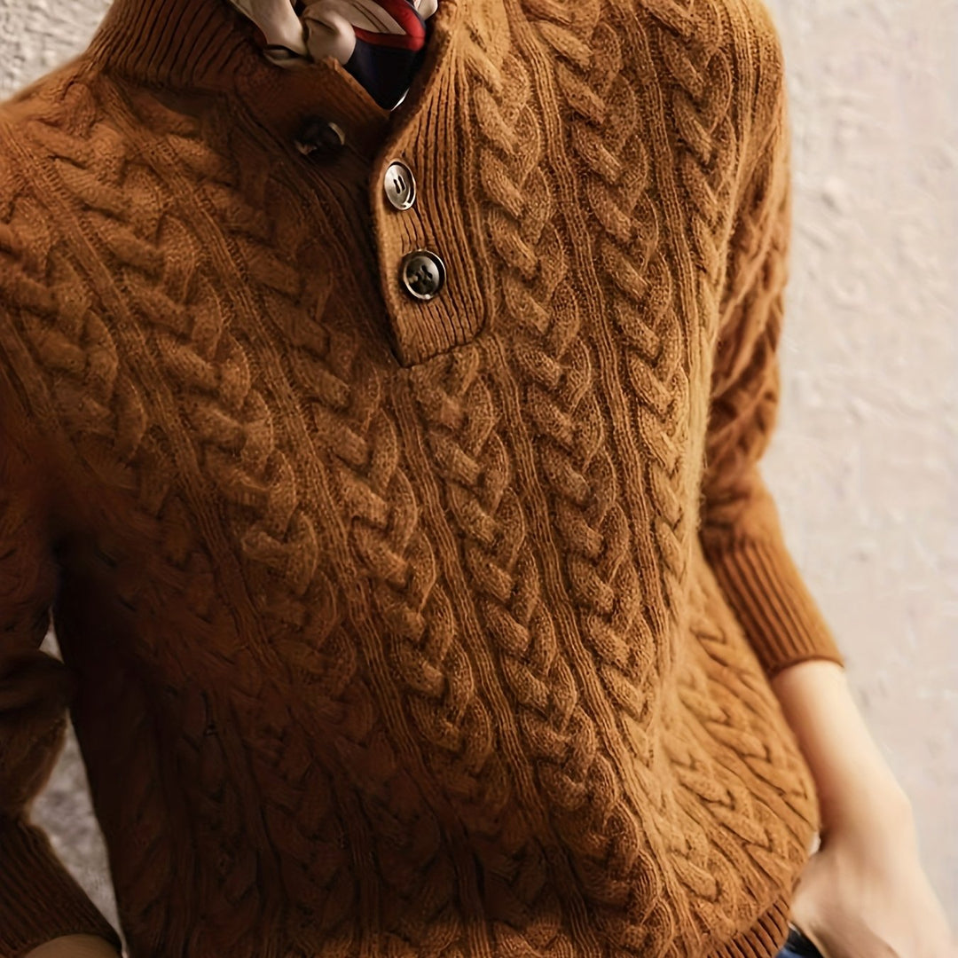 Women's Cable Knit Collared Aran Jumper 13