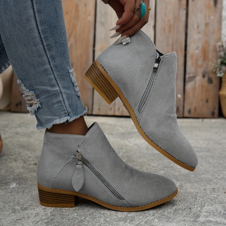Aoibheann | Orthopedic Block Heel Ankle Boots with Side Zips