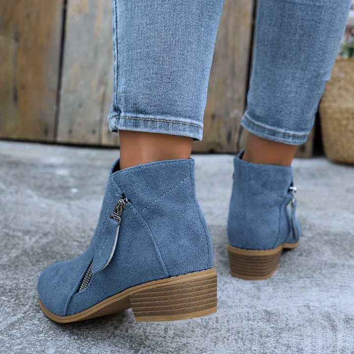 Aoibheann | Orthopedic Block Heel Ankle Boots with Side Zips