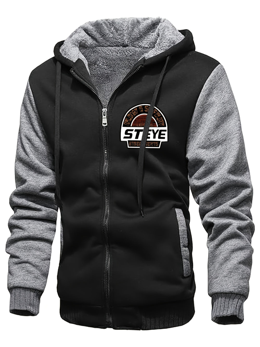 Men's Sherpa Lined Colour Block Zip Up Hoodie Jacket 3