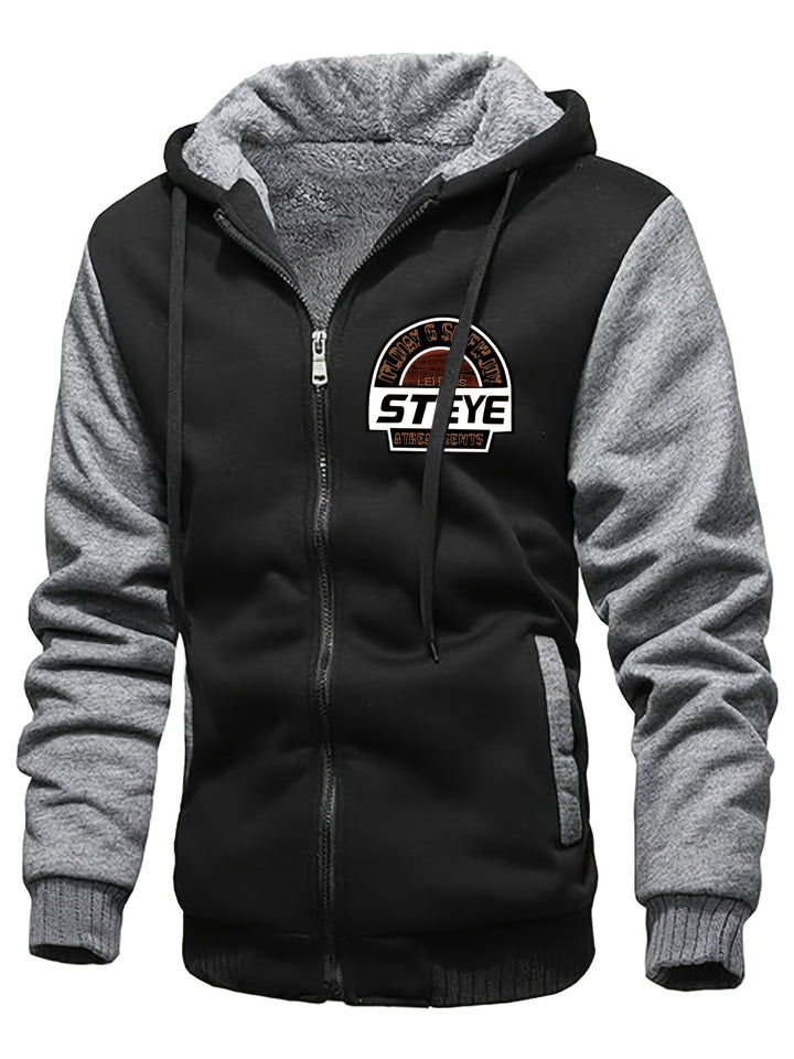 Men's Sherpa Lined Colour Block Zip Up Hoodie Jacket 3
