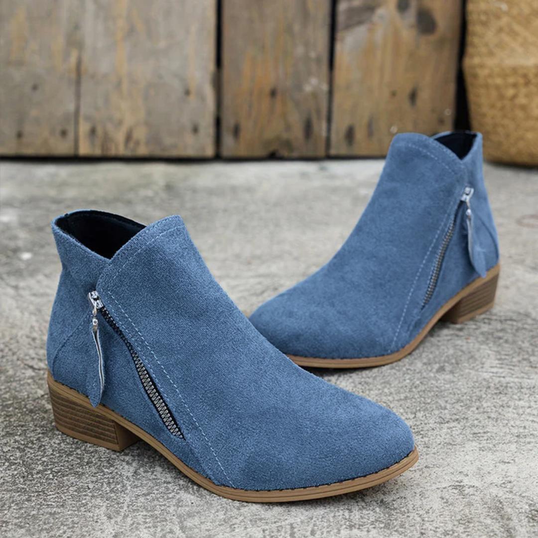 Aoibheann | Orthopedic Block Heel Ankle Boots with Side Zips