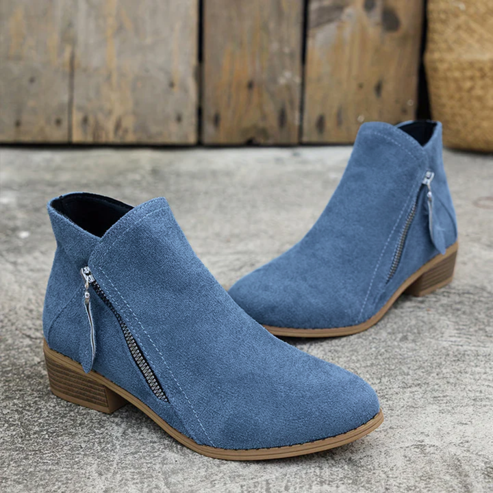 Aoibheann | Orthopedic Block Heel Ankle Boots with Side Zips