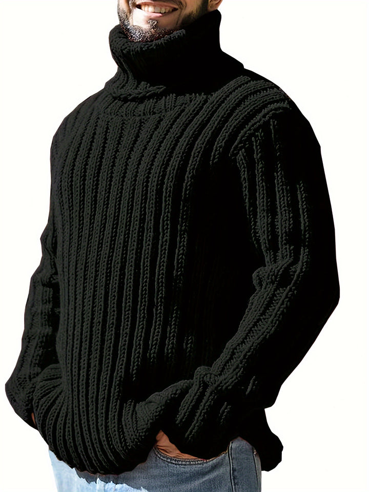 Men's Chunky Ribbed Turtleneck Aran Jumper 5