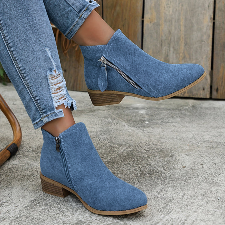 Aoibheann | Orthopedic Block Heel Ankle Boots with Side Zips