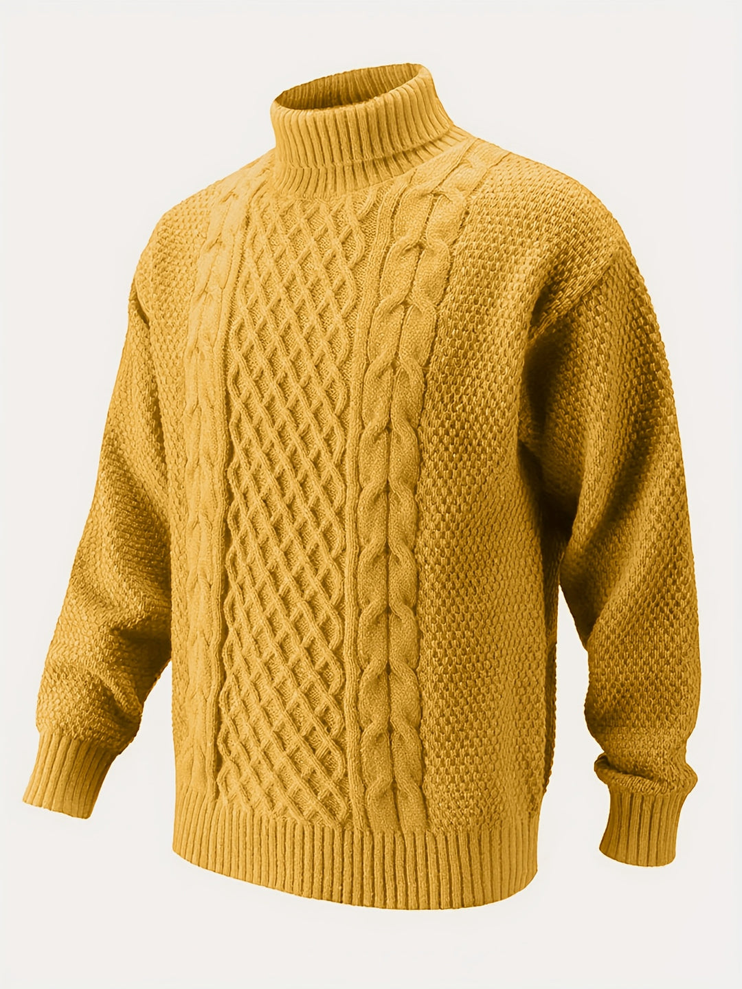 Men's Turtleneck Cable Knit Aran Jumper 1
