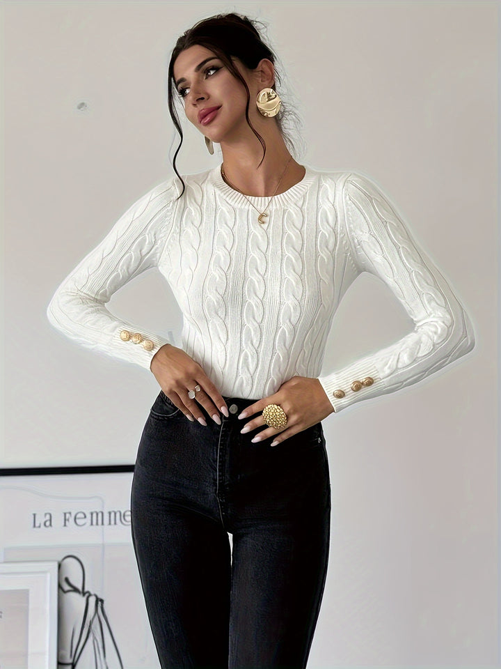 Women's Slim Fit Cable Knit Aran Jumper 5