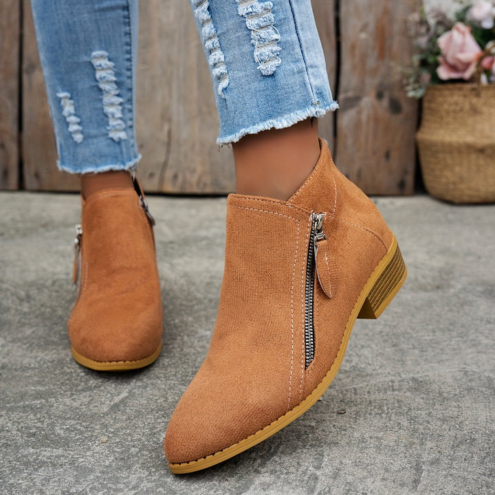 Aoibheann | Orthopedic Block Heel Ankle Boots with Side Zips
