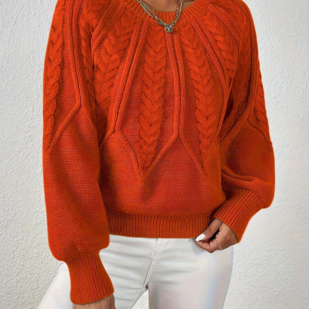 Women's Balloon Sleeve Cable Knit Aran Jumper 15