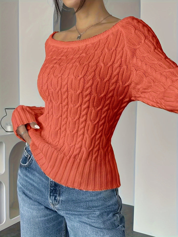 Women's Fitted Cable Knit Aran Sweater 2