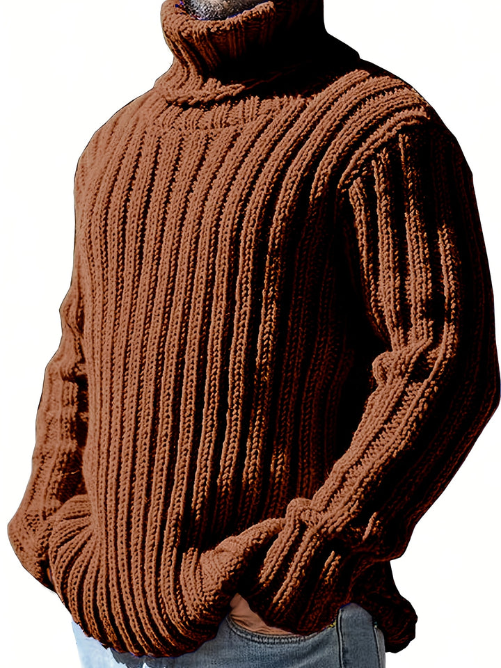 Men's Chunky Ribbed Turtleneck Aran Jumper 6