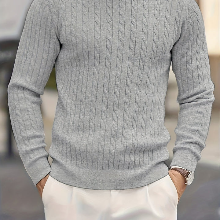 Men's Crew Neck Cable Knit Aran Jumper 11
