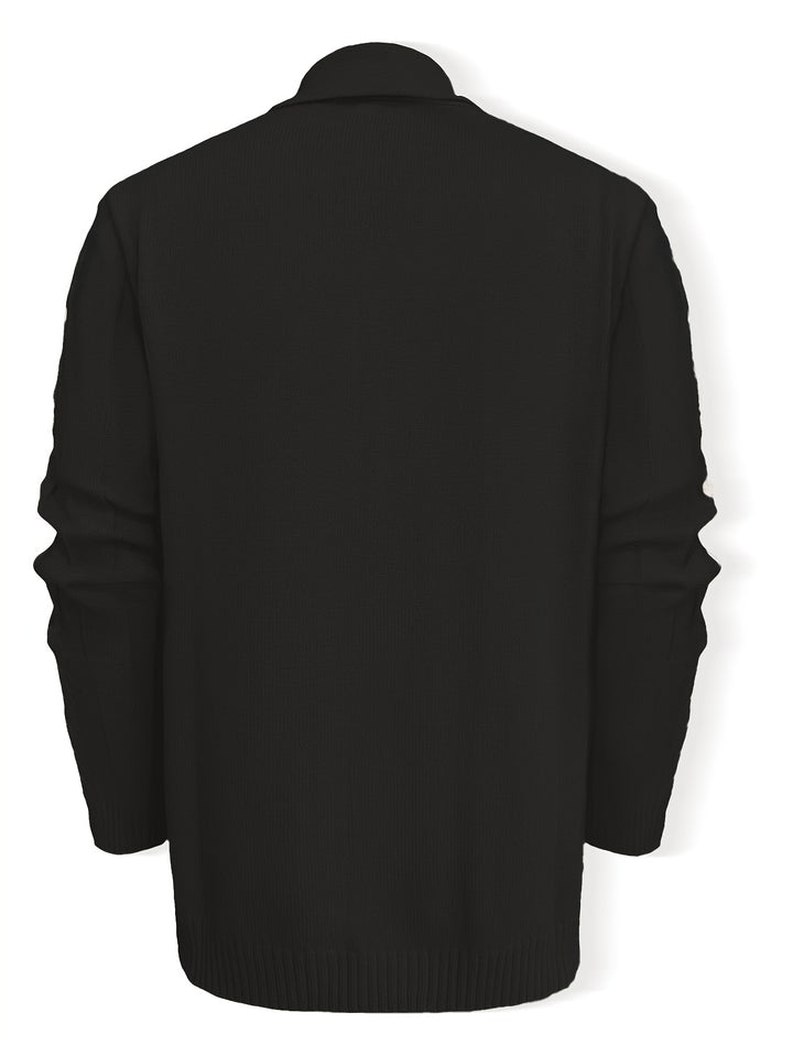 Men's Shawl Collar Button Up Cable Aran Cardigan 5