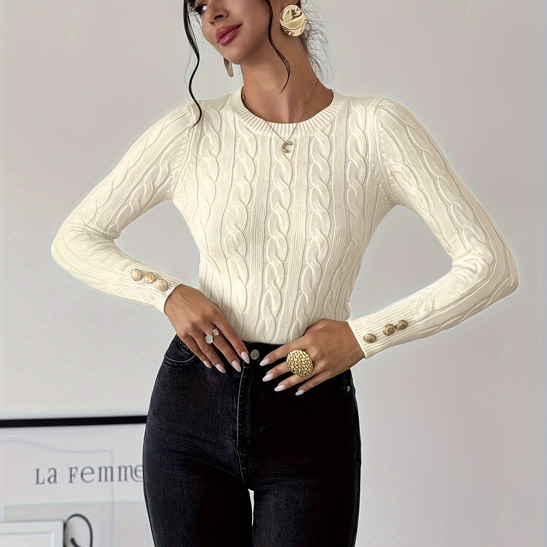 Women's Slim Fit Cable Knit Aran Jumper 14