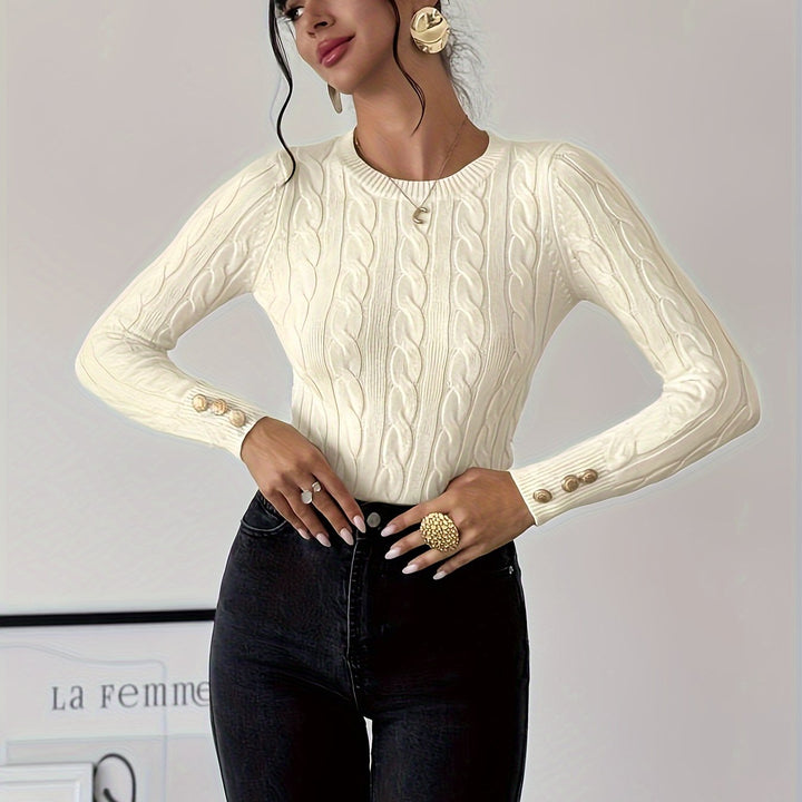 Women's Slim Fit Cable Knit Aran Jumper 14