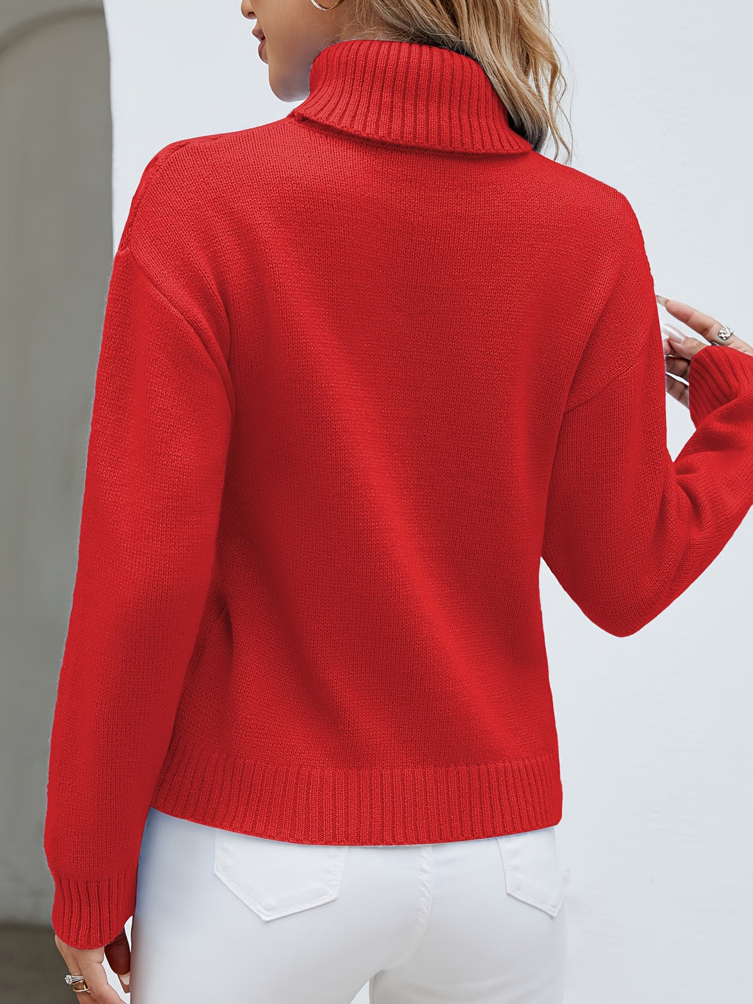 Women's Fitted Turtleneck Cable Aran Jumper 9