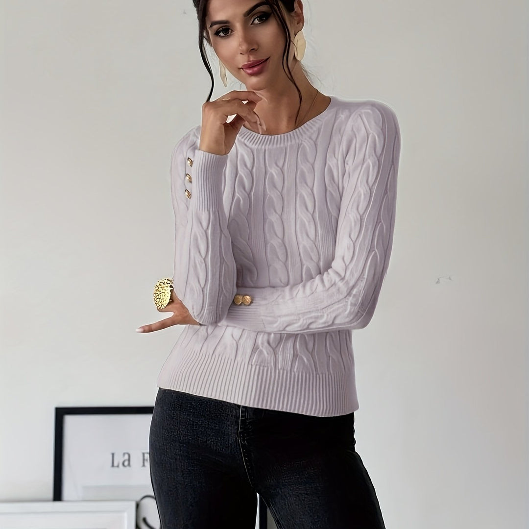 Women's Slim Fit Cable Knit Aran Jumper 19