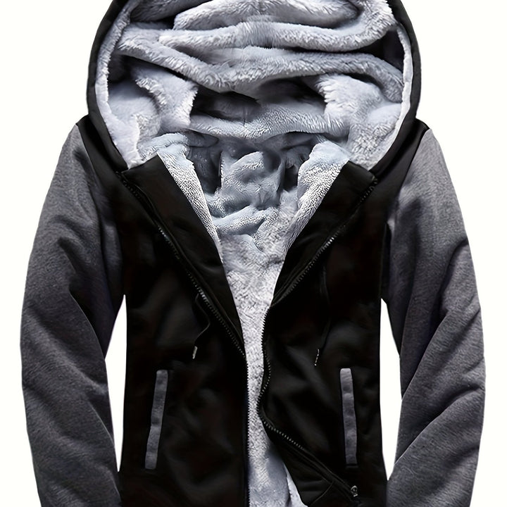 Men's Sherpa Lined Colour Block Zip Up Hoodie Jacket 12