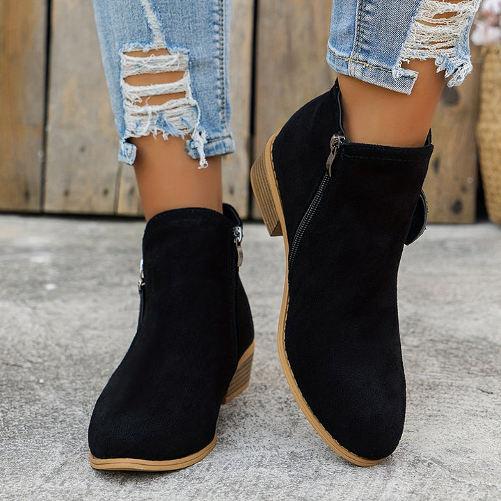 Aoibheann | Orthopedic Block Heel Ankle Boots with Side Zips