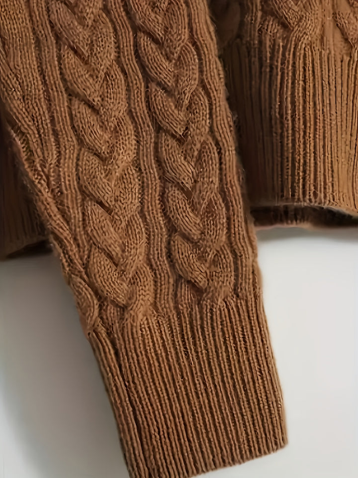 Women's Stand Collar Cable Aran Jumper 10