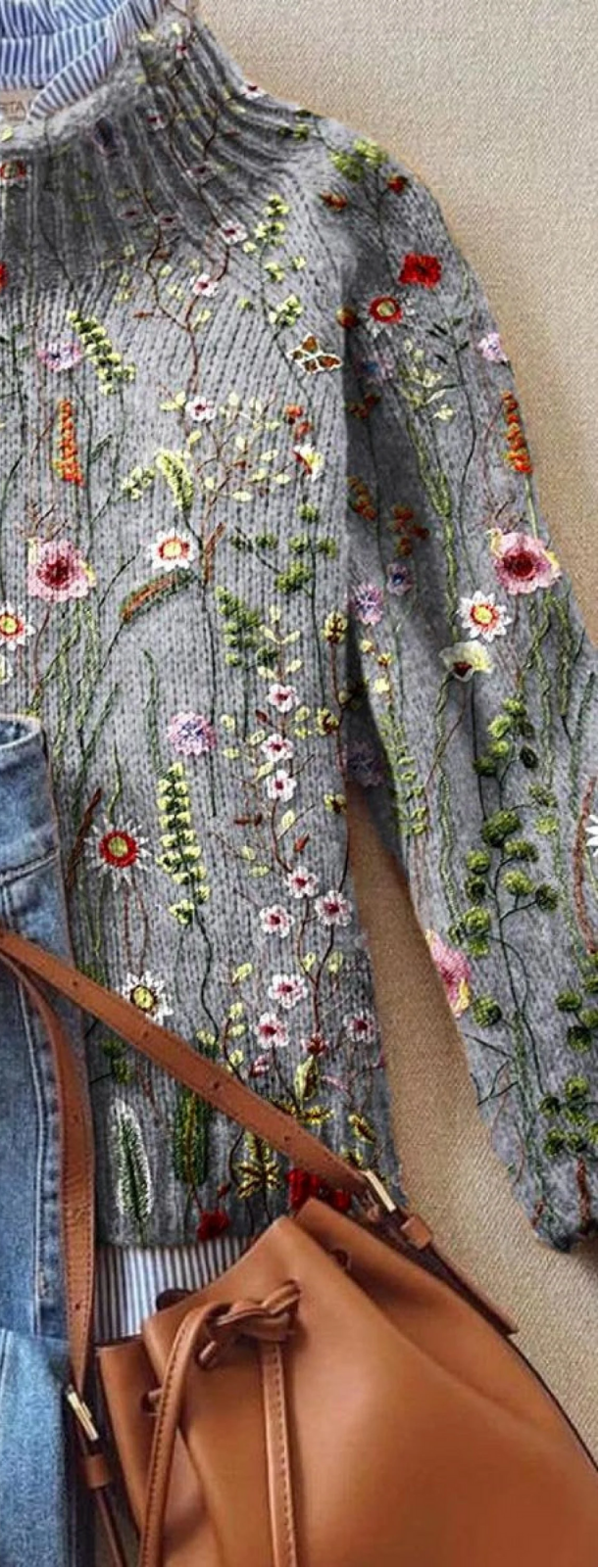 Ailbhe | Women's Vintage Floral Knit Jumper