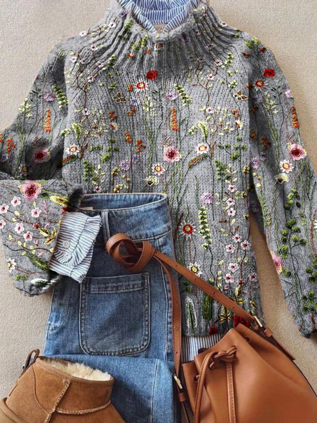Ailbhe | Women's Vintage Floral Knit Jumper
