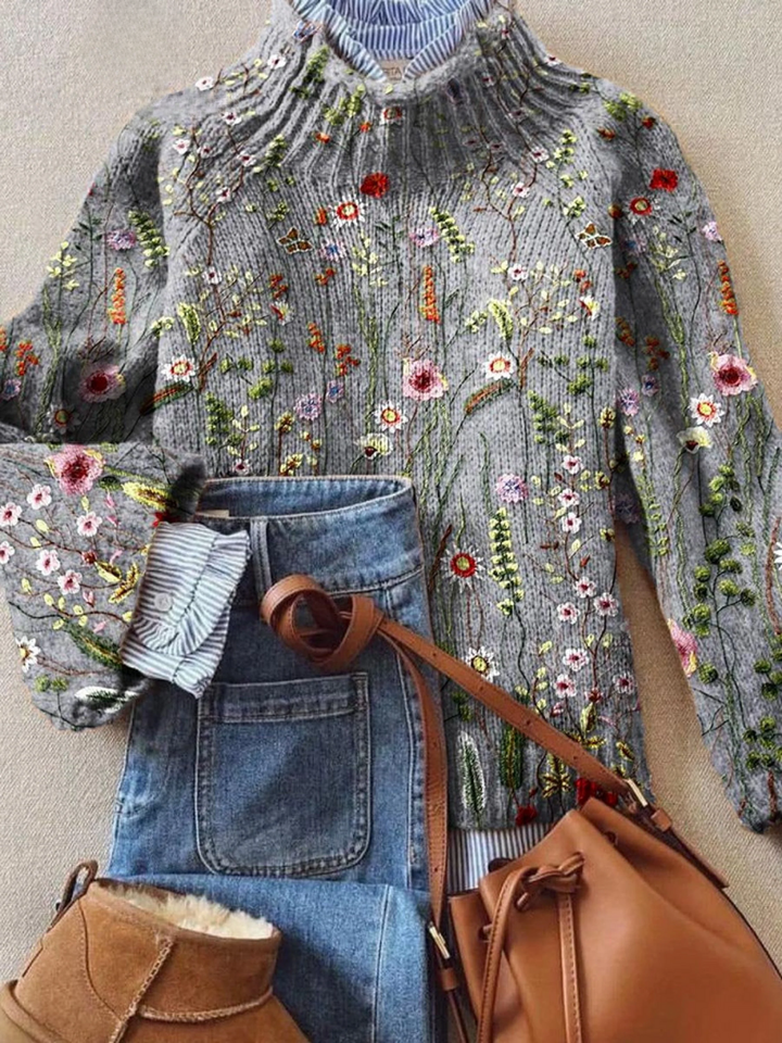 Ailbhe | Women's Vintage Floral Knit Jumper