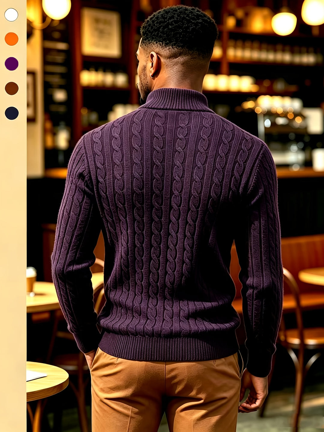 Men's Quarter Zip Cable Knit Aran Jumper 8