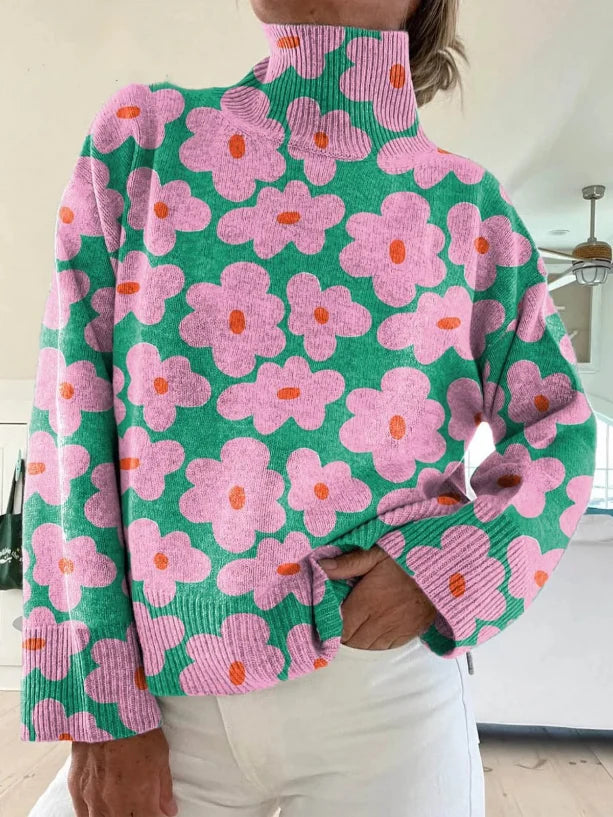 Women's Oversized Floral Knit Jumper