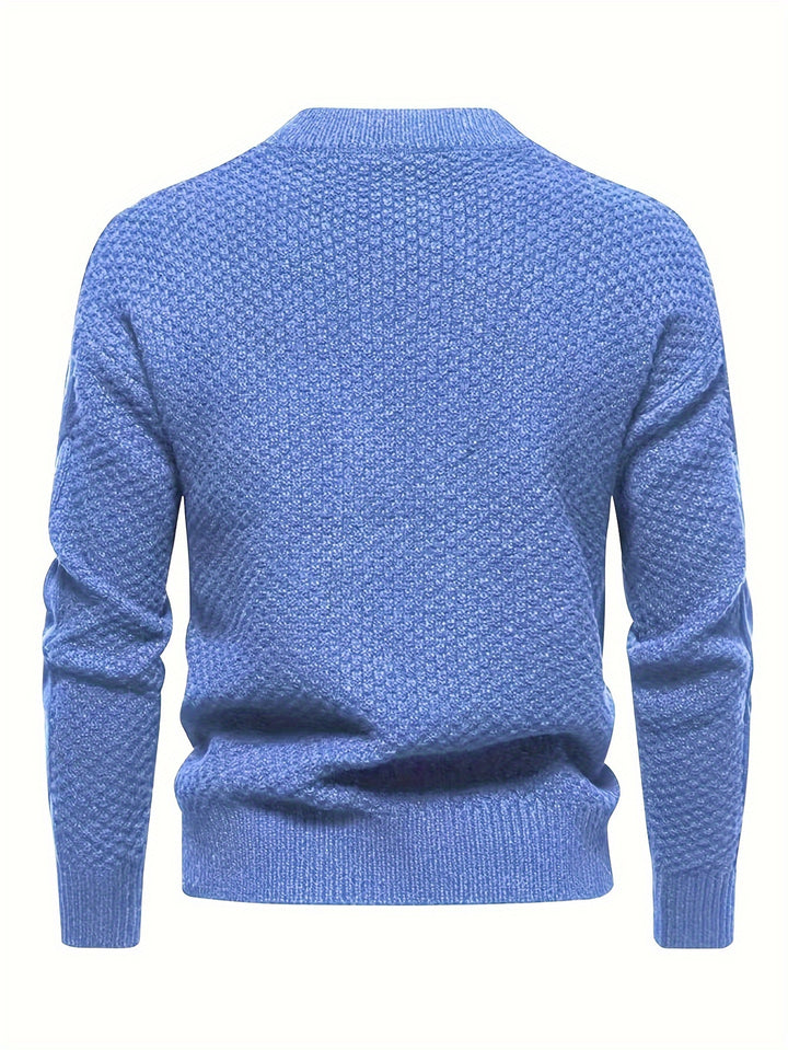 Men's Crew Neck Diamond Cable Knit Aran Jumper 6