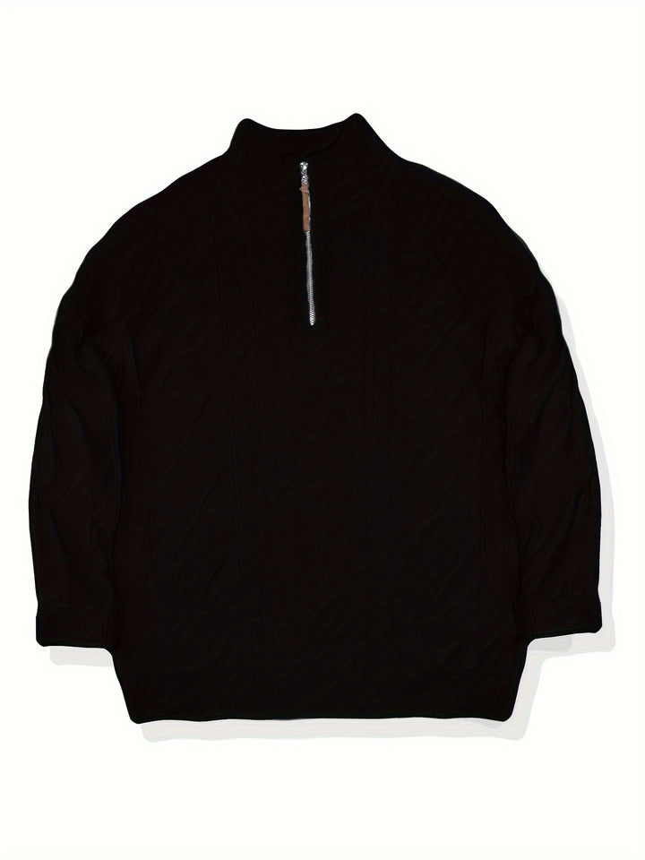 Men's Half Zip Chunky Cable Knit Aran Jumper 7