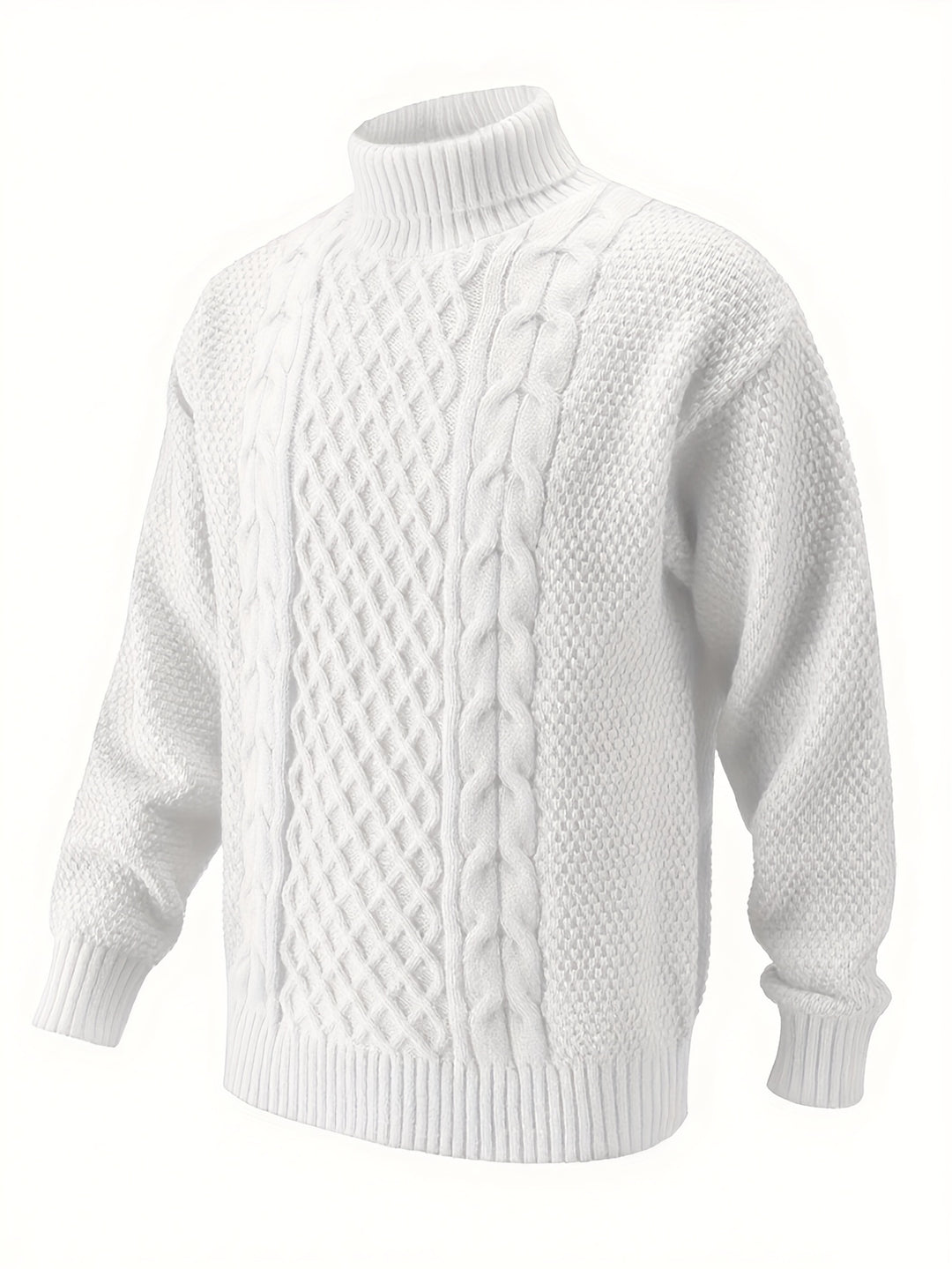 Men's Turtleneck Cable Knit Aran Jumper 2