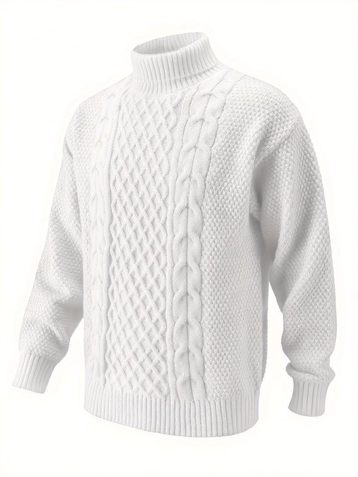 Men's Turtleneck Cable Knit Aran Jumper 2