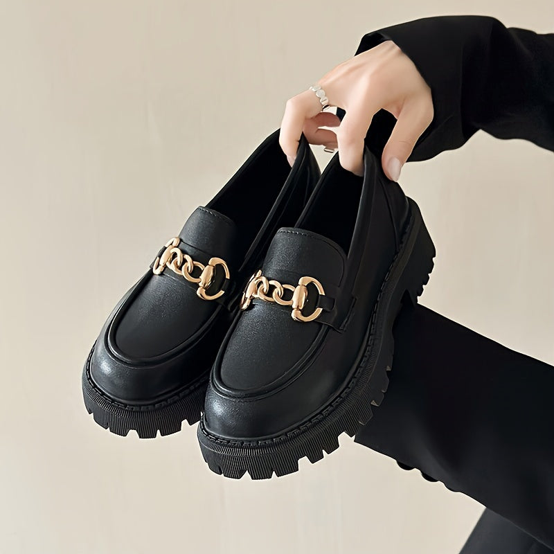 Women's Chunky Platform Chain Loafers 6