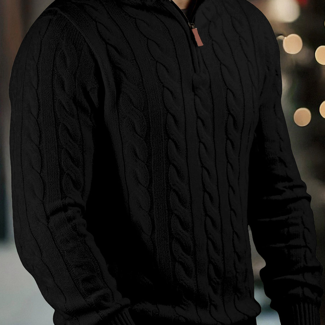 Men's Half Zip Cable Knit Aran Jumper 12