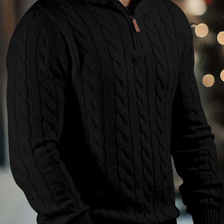 Men's Half Zip Cable Knit Aran Jumper 12